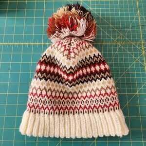 Wigwam Vintage USA Beanie Hat Pom Pom Grunge 80s Snowboard Ski Retro Fair Isle
